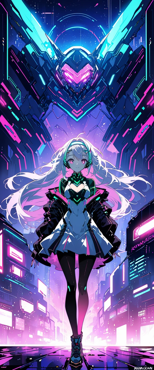Anime girl wearing a dress and headband standing in front of a building, digital cyberpunk anime art, Digital Cyberpunk - Anime Art, anime cyberpunk art, cyberpunk anime girl, cyberpunk anime girl mech, anime style 4k, Best Anime 4K Kona-chan Wallpaper, cyber high school girl, cyberpunk anime art, portrait anime space cadet girl, future anime girl, Dreamy cyberpunk girl
