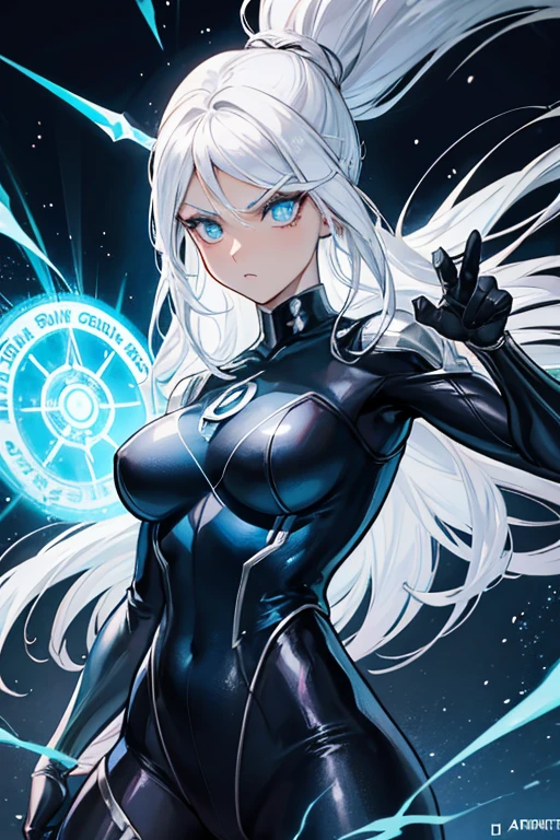 cartoon of a woman holding a beer bottle in a bar, portrait of ororo munroe,  x-men storm, storm!, brittney lee, black canary, badass pose, loish |, animated episode still, handsome drow, amanda clarke, female lightning genasi, afrofuturism anime, cyborg - girl with silver hair, storm, jake parker