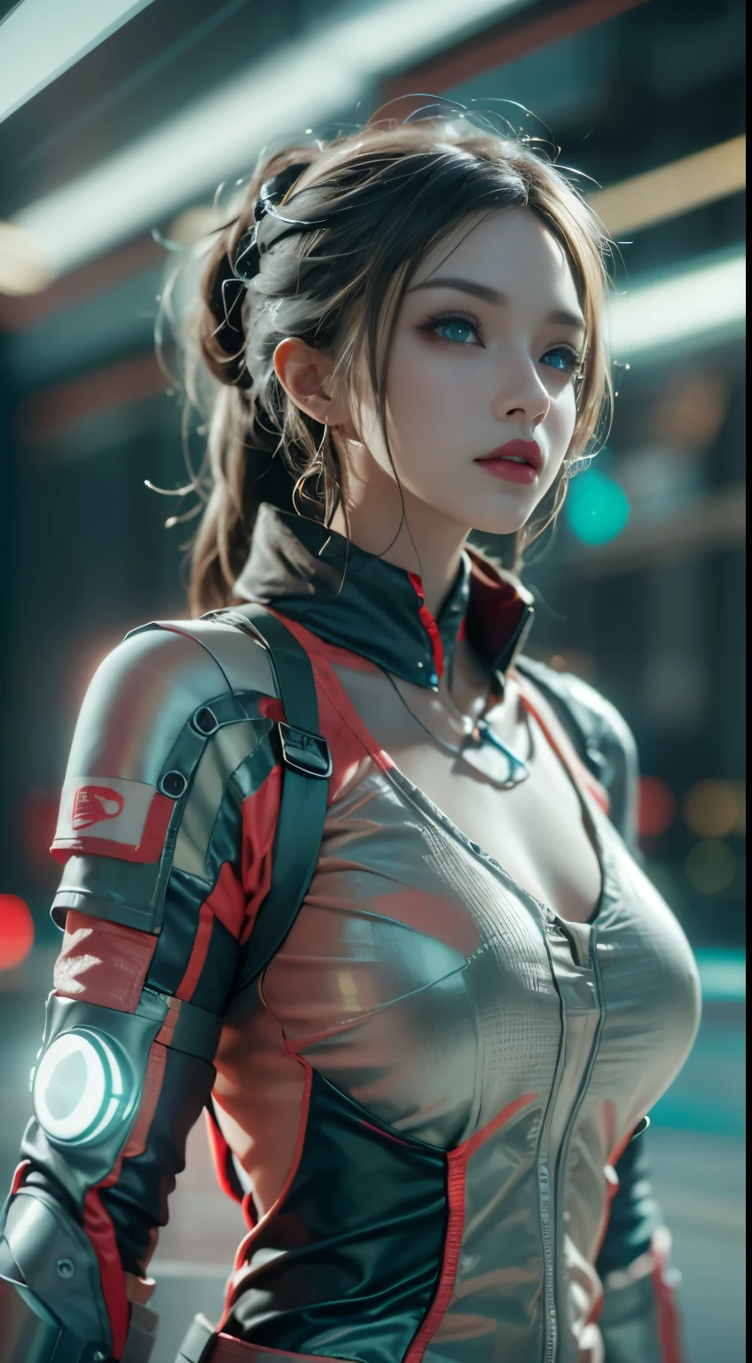 ((best quality)), ((masterpiece)), (detailed:1.4), 3D, Image of a beautiful cyberpunk woman,HDR (High Dynamic Range),Ray Tracing,NVIDIA RTX,Super Resolution,Unreal 5,Subsurface scattering,PBR textures,Post-Processing,Anisotropic filtering,Depth of Field,Maximum clarity and sharpness,Multi-layered textures,Albedo and highlight maps,Surface Shading,Accurate simulation of the interaction between light and material,Perfect proportion,Octane Rendering,Dual color lighting,Large aperture,Low ISO,White Balance,Rule of Thirds,8K Native,