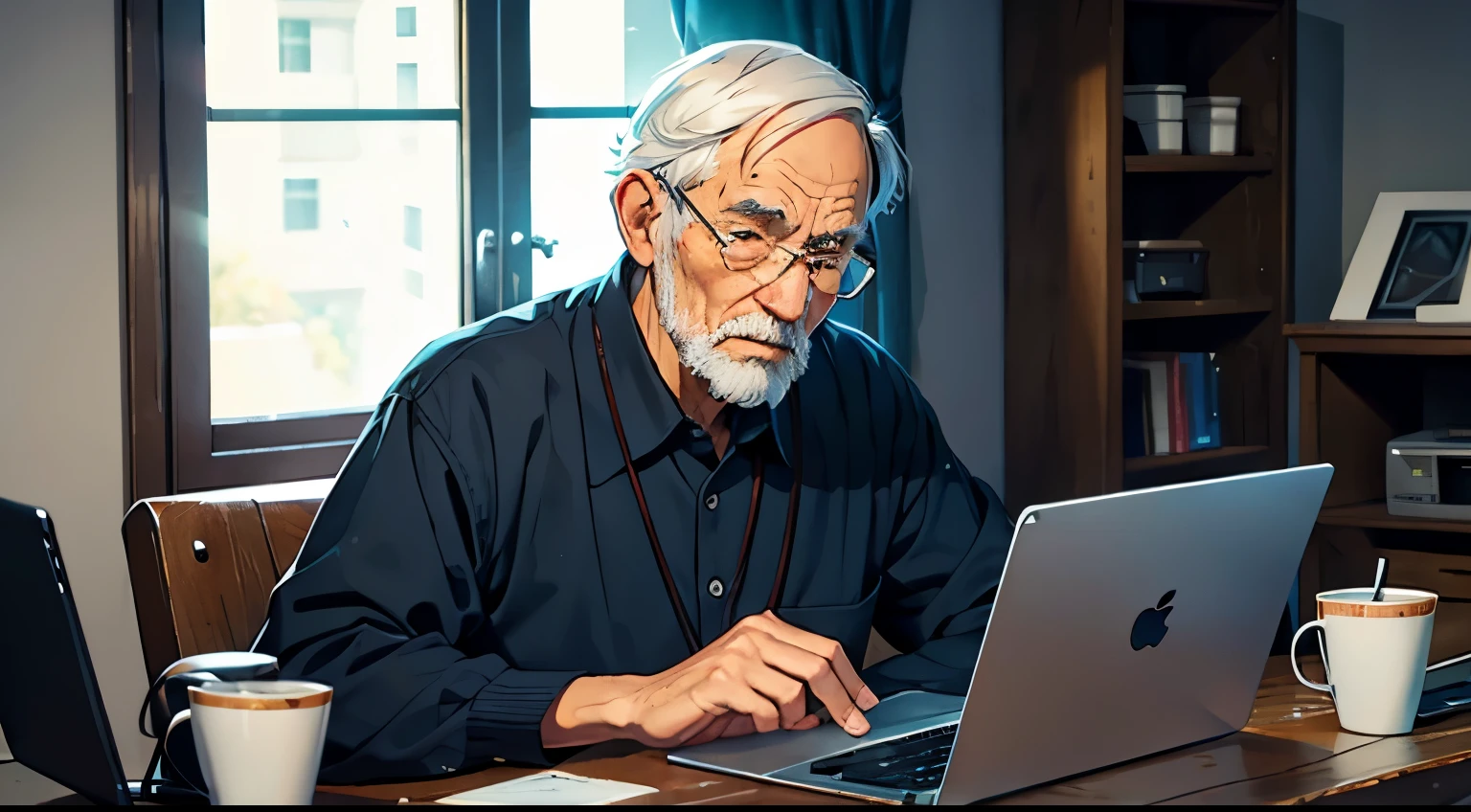 Old man using the Internet