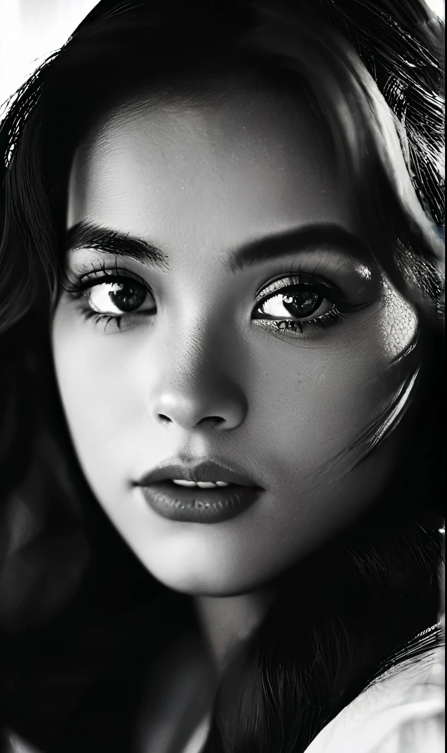 photography,portrait,expressive::3 girl,artistic::3,impactful::3,intricate facial details,mesmerizing eyes,dynamic composition,emotional depth,black and white::2,film grain,analog aesthetics,high contrast,film noir,dramatic lighting::2 Ultra detailed,vintage film camera,classic lens.,