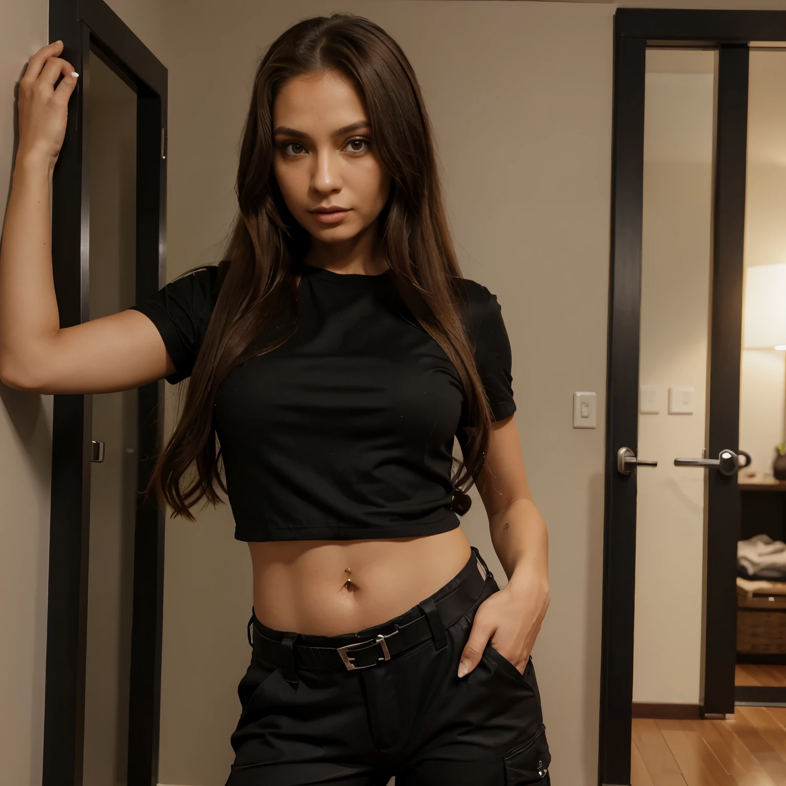 Photograph of a 20-year-old woman, Cara perfecta, Obien maestra, bien, ropa interior, negro_bien, chaqueta, negro_biengas