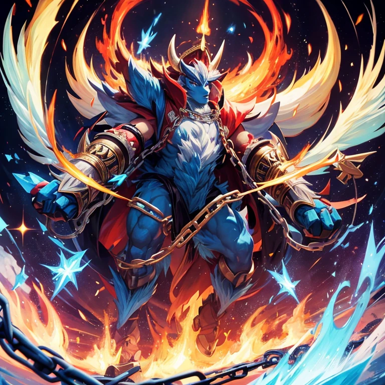 Legendary Pokemon. Bull with chains and flames