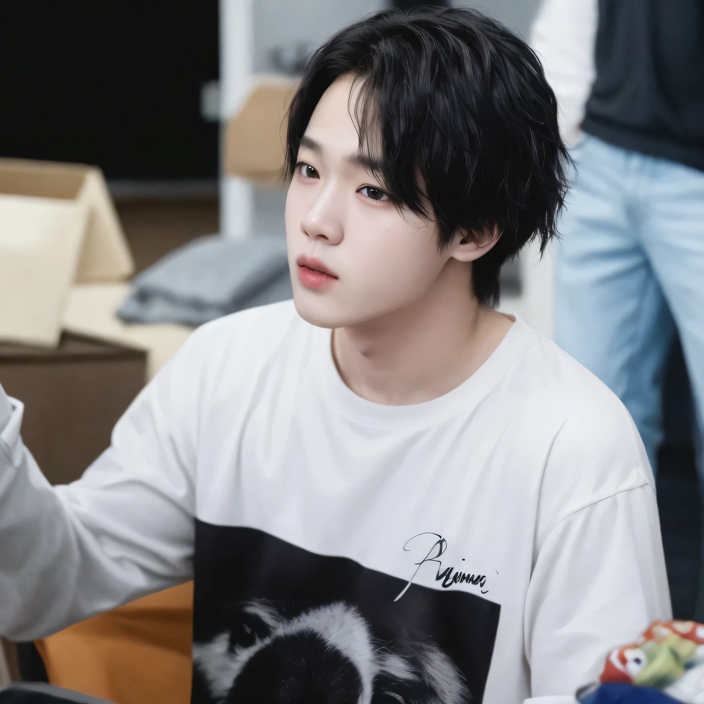 hay un joven sosteniendo un control remoto en la mano, yoongi de pelo negro, Jimin, Jimin\los labios carnosos, accurate Jimin face, park Jimin, Jimin\his right eyelid is swollen, hyung tae, Jimin\'s grecian nose, kim taejin, Jung Jaehyun, cai xukun, Hyung Tae Kim, Hong June Hyung, Park Jimin, Jimin of BTS, Korean Boy, Korean Face