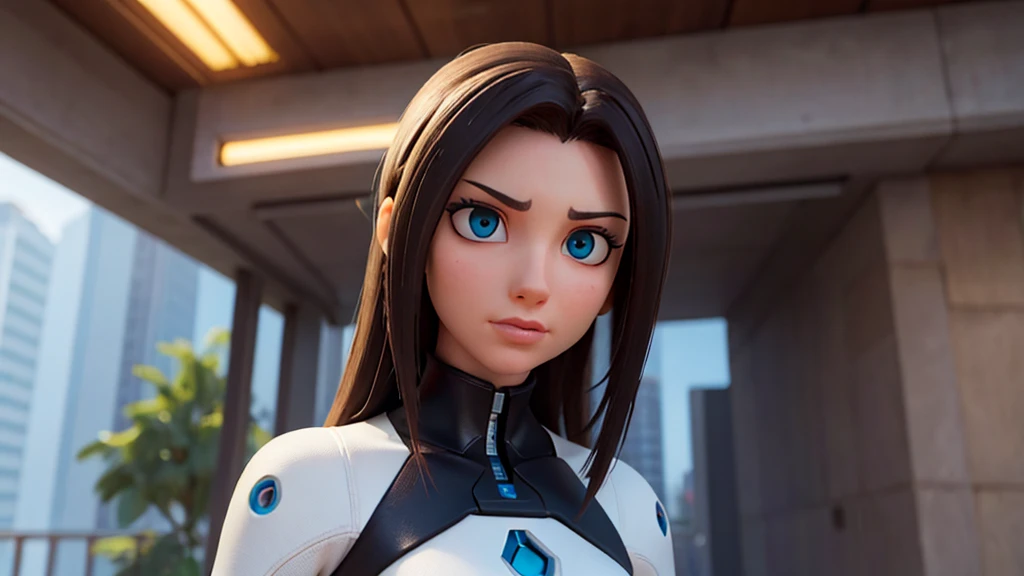High Definition Character, ultra hd, 16:9, 8k, A woman of average height, your hair is long, de um tom castanho-avermelhado, His eyes are the color of honey, She has an athletic and toned appearance, Your face is marked by determined and expressive features, highlighting his courage and intelligence, has a magnetic presence, (Melhor qualidade), (obra de arte), (detalhado), rosto perfeito, corpo inteiro, Imagine female cyberpunk futuristic concept art with advanced nanotechnology that allows her to merge with the very fabric of the cyberpunk cityscape, Use um elegante, design futurista para capturar a natureza evolutiva da tecnologia e da humanidade, High definition character.