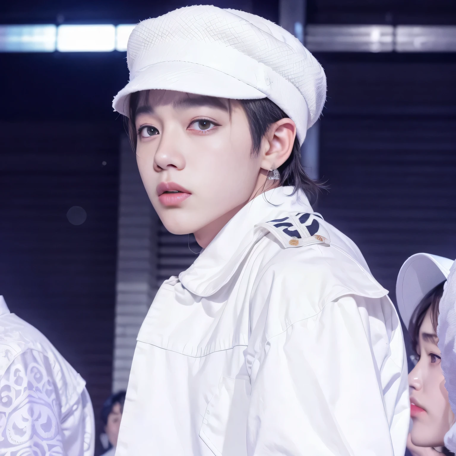 Araffe con sombrero blanco y camisa blanca., Jimin, park Jimin, Kim Doyoung, hyung tae, Jung Jaehyun, cai xukun, Jimin\his right eyelid is swollen, Jimin\los labios carnosos, Hong June Hyung, jinyoung shin, el esta usando un sombrero, inspirado en Bian Shoumin, kim taejin, Park Jimin, Jimin of BTS, Korean Boy, Korean Face