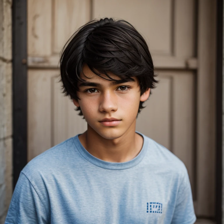 analog film photo, modern day photo of a young student, 14 years-old, male, brown-black hair, short curly quiff, brown eyes, caucasian, round face, oval-shaped jawline, bulbous nose, full lips, thick eyebrows, soft features, stocky broad frame, chubby, fat, resembles Gaten Matarazzo, (relaxed school uniform:1.1), silhouette, backlit, split lighting, half face in shadow, RAW Photograph, dslr, hard lighting, hard shadows, high quality, film grain, Fujifilm XT3, detailed skin with visible pores, insane details, masterpiece, 8k, 35mm photograph, dslr, kodachrome, faded film, desaturated, 35mm photo, grainy, vintage, Kodachrome, Lomography, stained, highly detailed, found footage, yearbook portrait, contemporary, 2024
