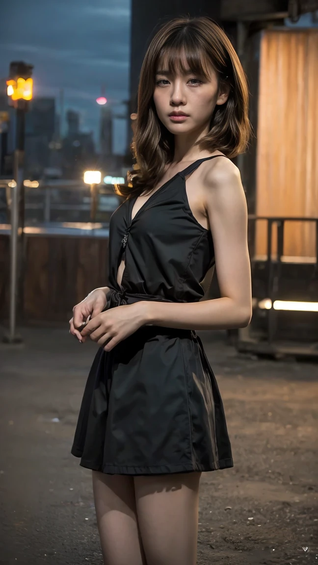 ((highest quality, 8K, Ultra high definition)), ((masterpiece: 1.3)), (Perfect appearance), (Photorealism: 1.6), (1人のJapanese Mature), (60 years old, Japanese Mature), (A Japanese woman standing on a balcony looking at the night view: 1.6), (Sideways figure of a woman: 1.4), (Only the face turns around: 1.4), (Late Night: 1.2), ((A woman standing at the edge of the screen: 1.6)), (Standing with both elbows leaning on the railing: 1.2), ((Realistic skin texture)), (Fine wrinkles all over the skin, Dull skin, Unmoisturized skin, Wrinkles around the eyes, double eyelid, Lower eyelid tear trough, Crying Mole, Dimples), Slightly parted lips, (Short bangs), (Party Hair Set: 1.2), (See-through long dress: 1.4), (Black bra and panties are visible: 1.2), (Bust up portrait: 1.4),