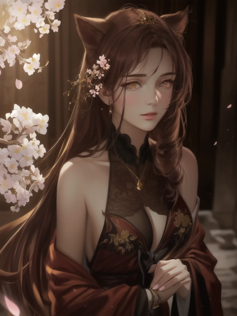 masterpiece, Best quality, (чрезвычайно подробные обои CG Unity 8k), (Best quality), (Best Illustration), (best shadow), absurdity, Realistic lighting, (abyss), beautiful detailed glow, painter Peter Morbacher, Sakura Branches, sakura flowers, glowing eyes