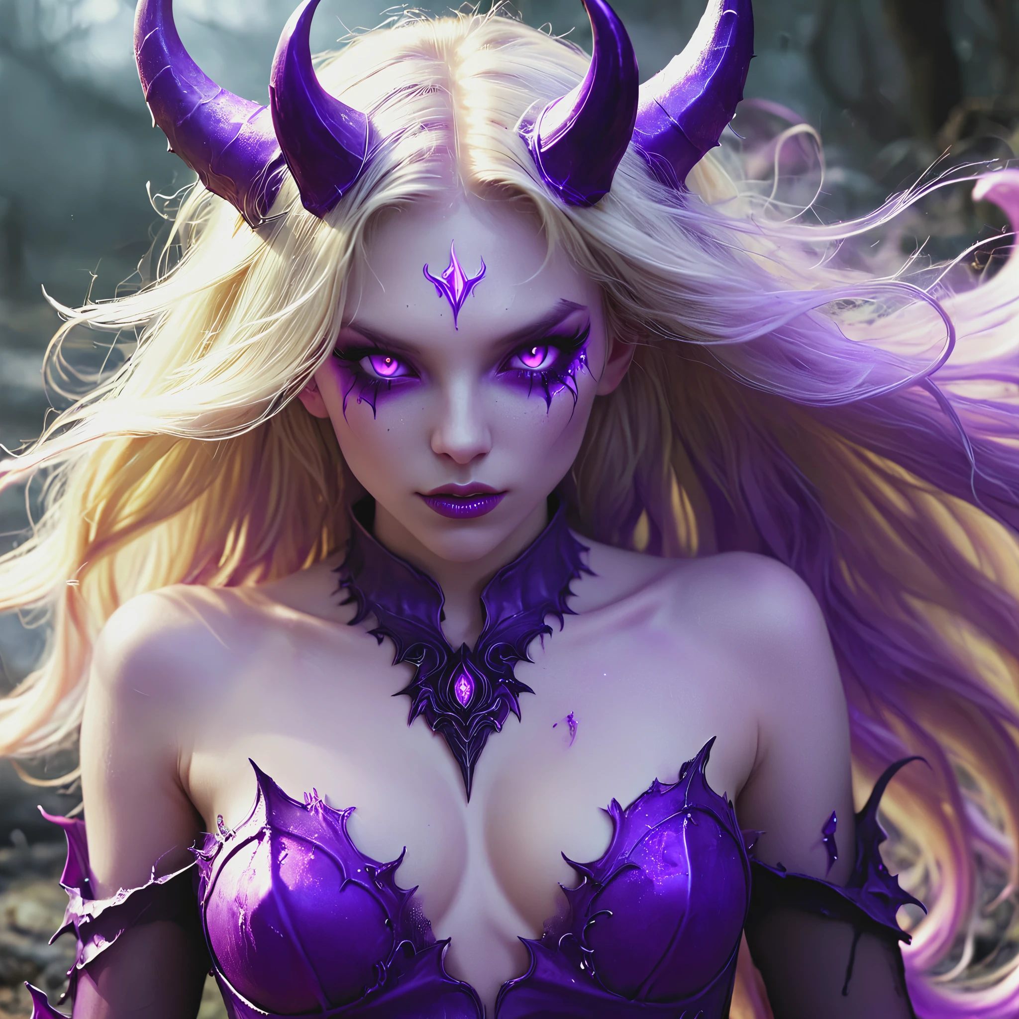Blonde fallen purple demon