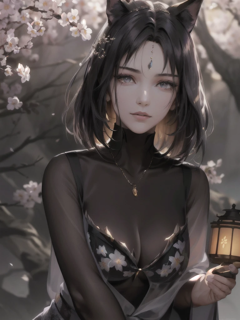 masterpiece, Best quality, (чрезвычайно подробные обои CG Unity 8k), (Best quality), (Best Illustration), (best shadow), absurdity, Realistic lighting, (abyss), beautiful detailed glow, painter Peter Morbacher, Sakura Branches, sakura flowers, glowing eyes