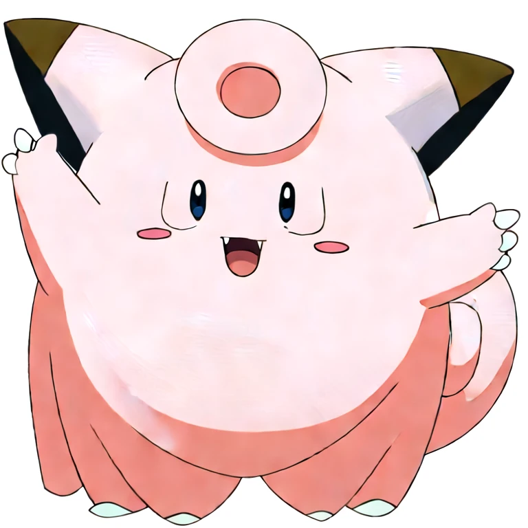 (masterpiece, best quality:1.2,simple background,white back ground),clefairy \(pokemon\),pokemon \(creature\),blue eyes,looking at viewer,no humans,pink body,ears