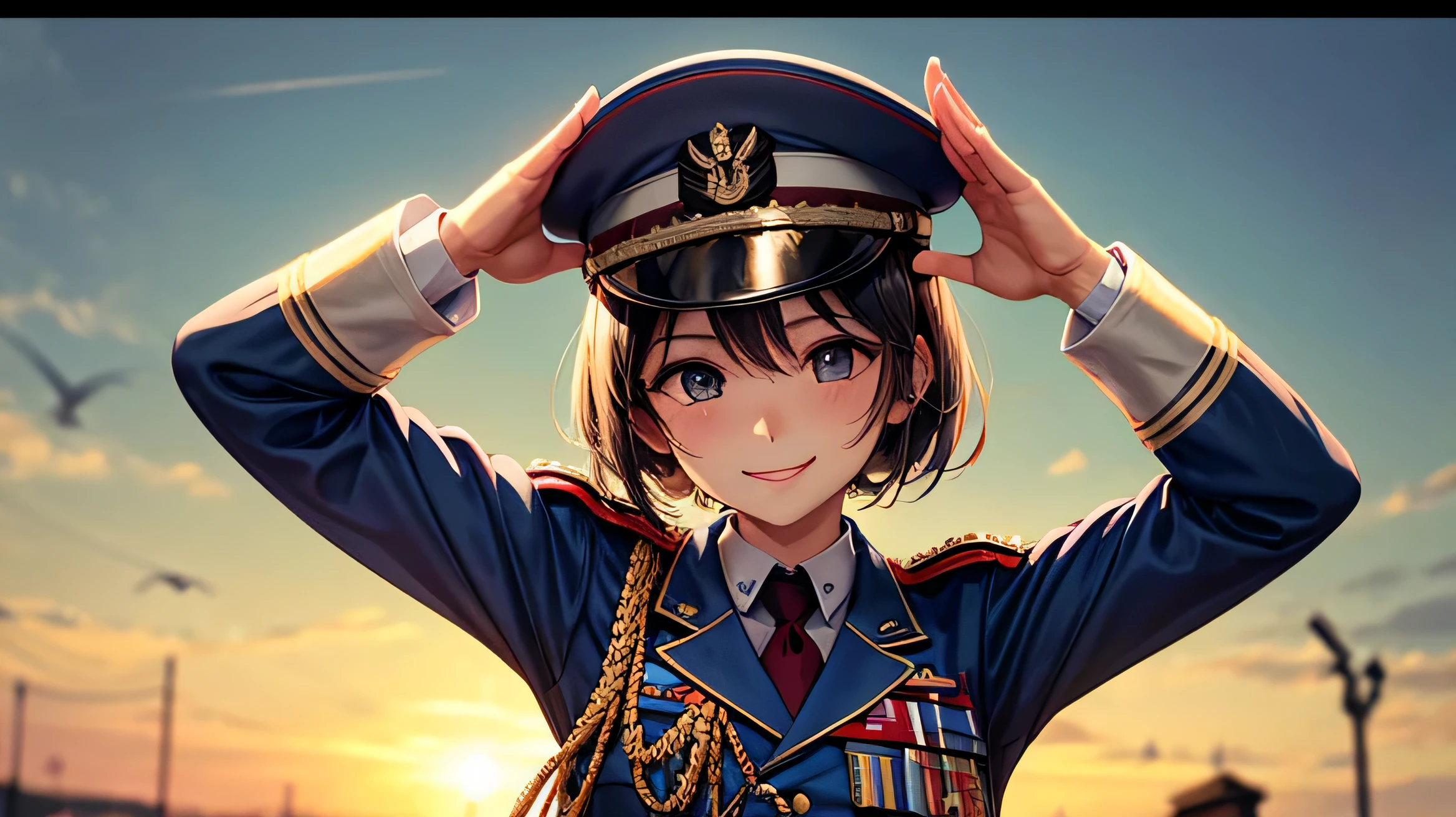 soldier、 Salute with a smile uniform