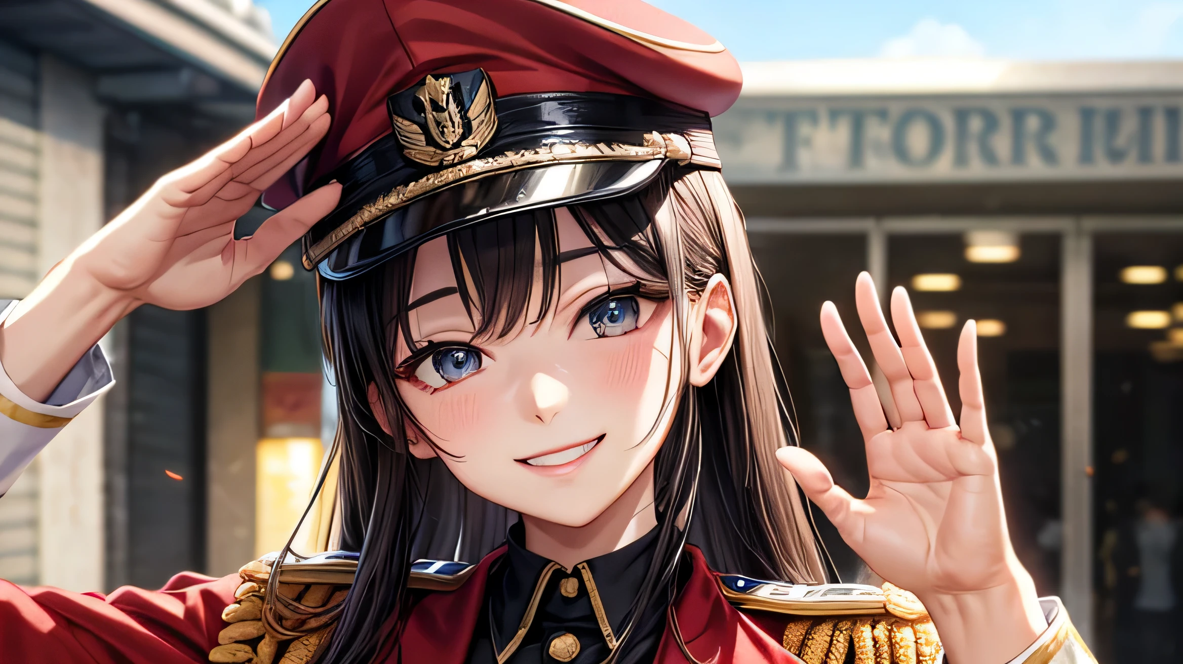 soldier、 Salute with a smile uniform