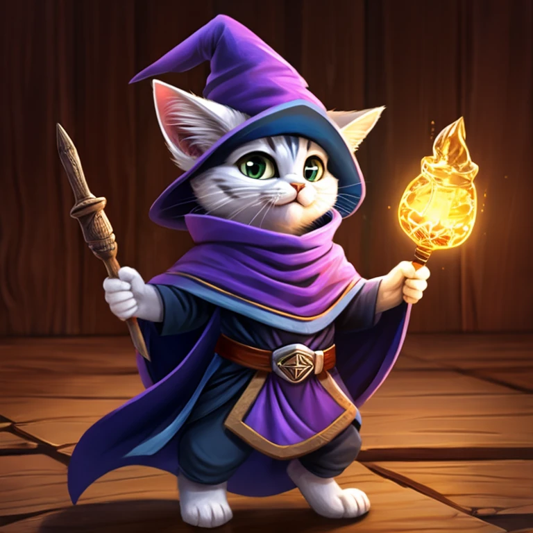 cute kitty, cat, wizard, cat wizard, wizard cap, wizard hat, wizard cloak, cat with wand, wizard wand, cat with potion, potion belt, cat icon