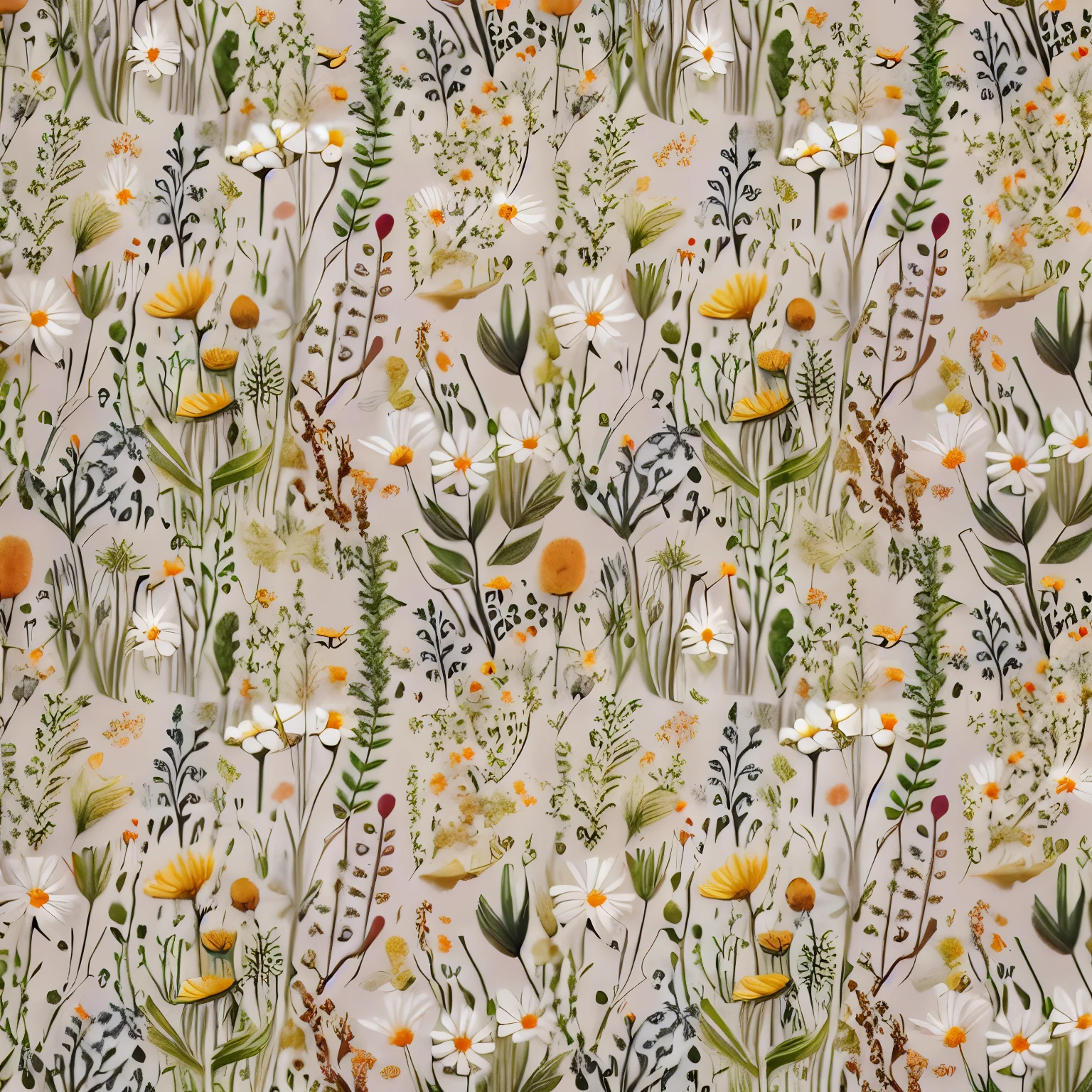 a close up of a Floral Pattern on a white background, Garden flowers pattern, Exquisite garden on paper, A beautiful field of flowers, Floral Pattern, Flower field background, Mottled flowers, made of wild flowers, flower wallpaper, field flowers, wild flowers, floral embroidery, grassland flowers, grassland, daisies and, wild flowers and grasses, cottagecore hippie, grasslands