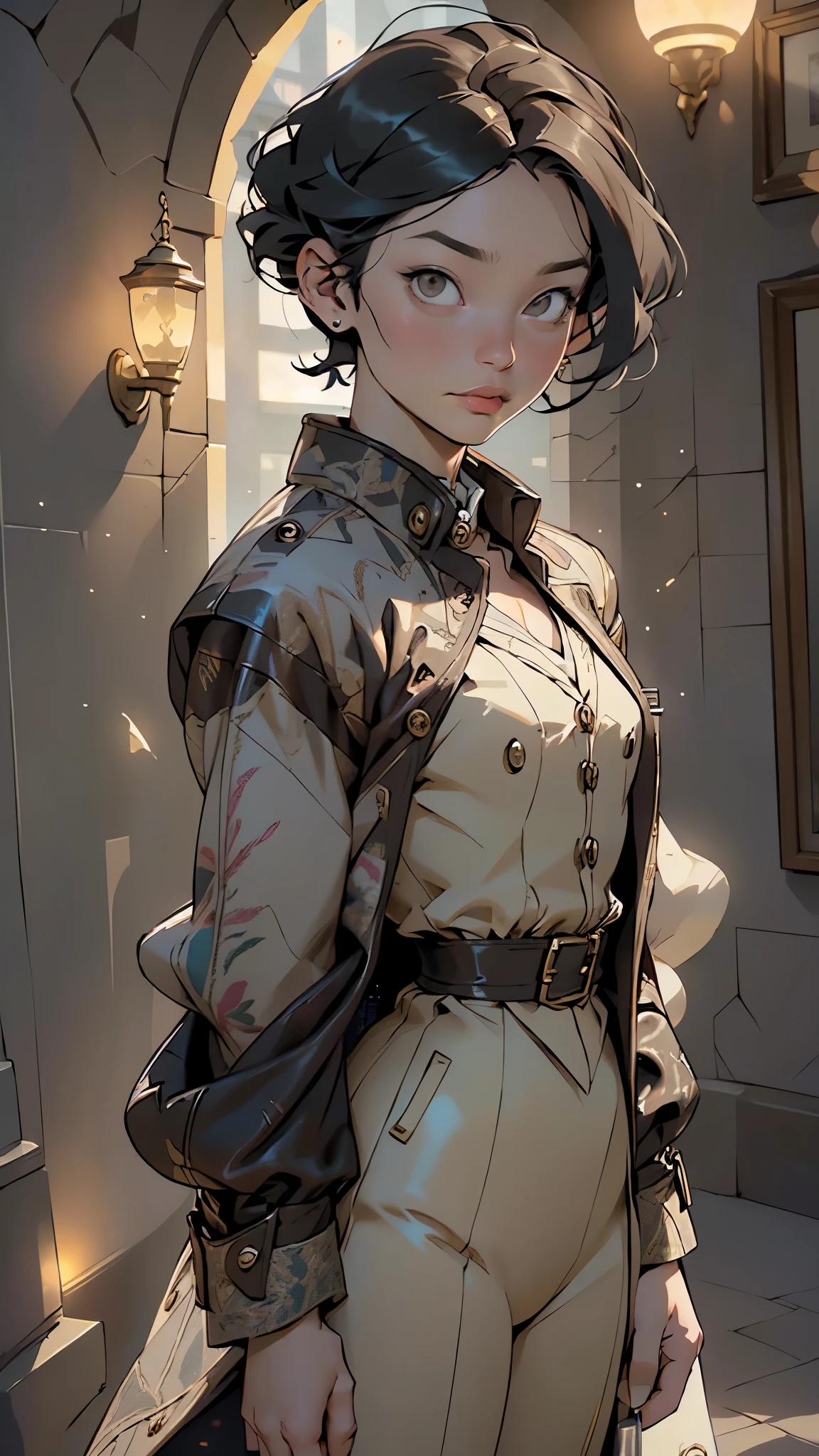 (((Sherlock holmes))),detective,brilliant mind,observant eyes,forensic science,crime-solving genius,solving puzzles,clues,(pectoral,man chest), (35 year old man),mature,(short black hair similar to the night),((1male,1 male,1man,man,male gender:1.5,male focus)),(((black_eyes:1.3))),intricate eyes,beautiful detailed eyes,symmetrical eyes,((detailed face)),,(solo),
Intense gaze,mysterious aura,Suspicion of danger
(((long leather raincoat,tweed coat,vintage style clothes))),((bulge in pants)),((intricate outfit,intricate clothes, Victorian era style clothes)),
(dynamic pose:1.0),mocking,(centered,scale to fit dimensions,Rule of thirds),
((((surrounded by tiny orbs of bright gold light that float and spin around him)))),
indoor,((Victorian style dark palace at night)),scenery:1.25,intricate scenery,extremely scenery,((Victorian style dark palace in the background)),
(Glossy Victorian era ornaments),highres,sharp focus,(ultra detailed,extremely detailed),(photorealistic artwork:1.37),(extremely detailed CG unity 8k wallpaper),(((vibrant colors,vibrant theme))),(intricate),(masterpiece),(best quality),artistic photography,(photography taken by sldr),(intricate background),perfect rendered face,perfect face details,realistic face,photo realistic,((intricate detail)),(((realism))),