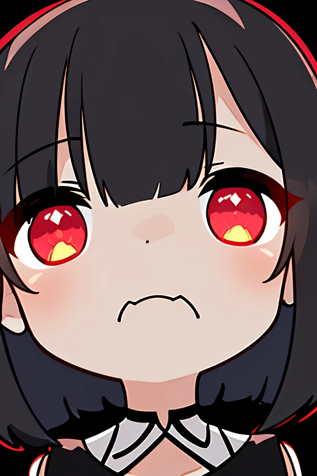 fusion art, shadow art, silhouette art, best quality, super fine, 16k, incredibly absurdres, extremely detailed, a flash of lightning, a momentary glimpse of a cute girl with a bob haircut, expressionless, eyes glowing red, a bust-up portrait, dark fantasy, horror, a pitch-black Western-style mansion