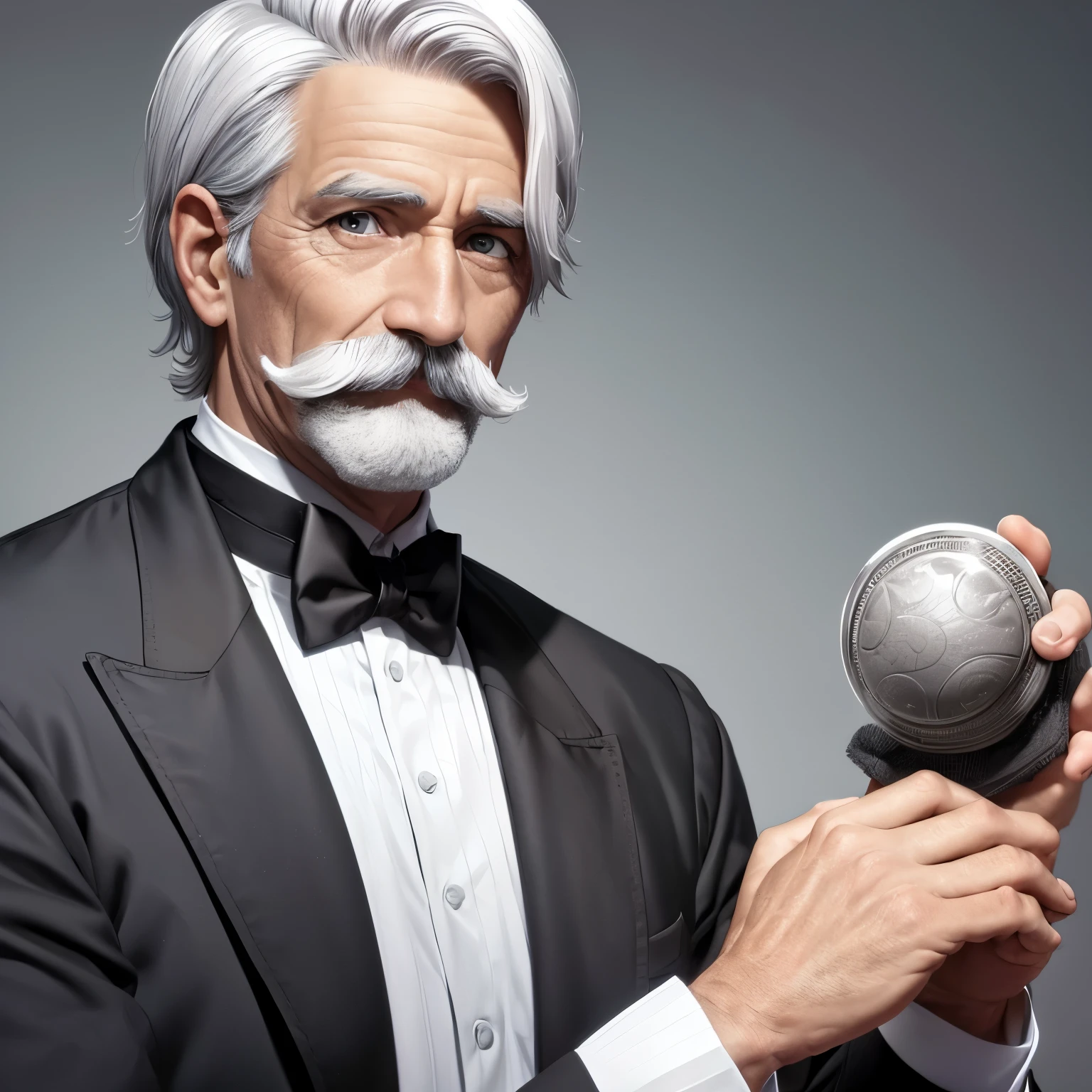 Old, human, butler, grey hair, and mustache