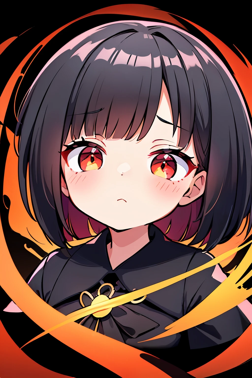 fusion art, shadow art, silhouette art, flash art, best quality, super fine, 16k, incredibly absurdres, extremely detailed, flash of lightning, momentary glimpse of cute girl shadow with a black bob haircut, expressionless, big round eyes glowing red, bust-up portrait, dark fantasy, horror, a pitch-black Western-style mansion