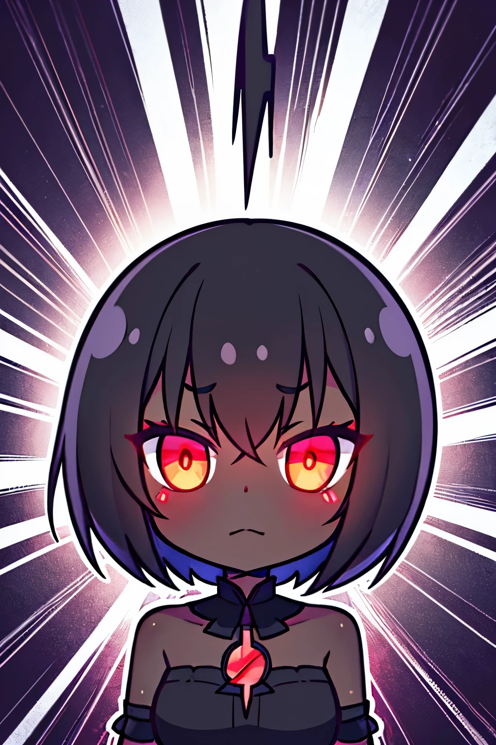 fusion art, shadow art, silhouette art, flash art, best quality, super fine, 16k, incredibly absurdres, extremely detailed, flash of lightning, momentary glimpse of cute girl shadow with a black bob haircut, expressionless, big round eyes glowing red, bust-up portrait, dark fantasy, horror, a pitch-black Western-style mansion