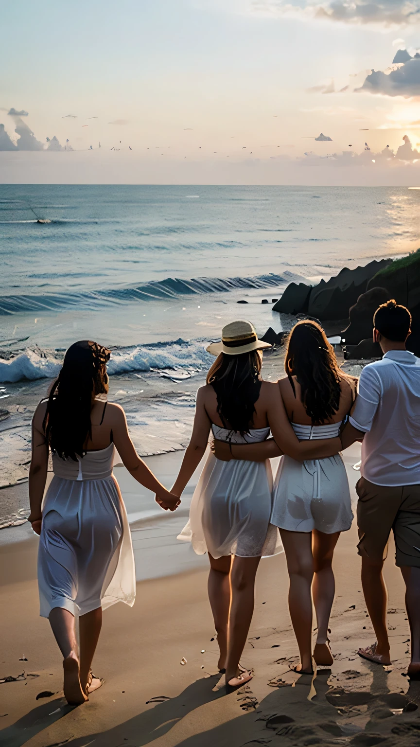 FESTA EM FAMILIA NA PRAIA, PESSOAS ESPALHADAS