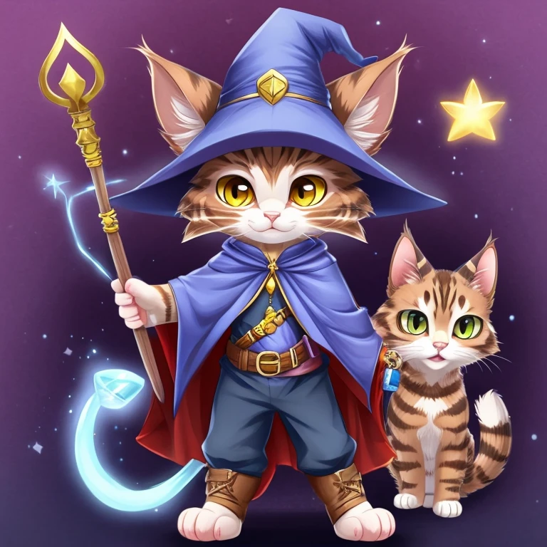 cute kitty, cat, wizard, cat wizard, wizard cap, wizard hat, wizard cloak, cat with wand, wizard wand, cat with potion, potion belt, cat icon, cat maine coon, cat breed, cat breed maine coon, small kitty, cute, male character, male kitty, male face, puss in boots,