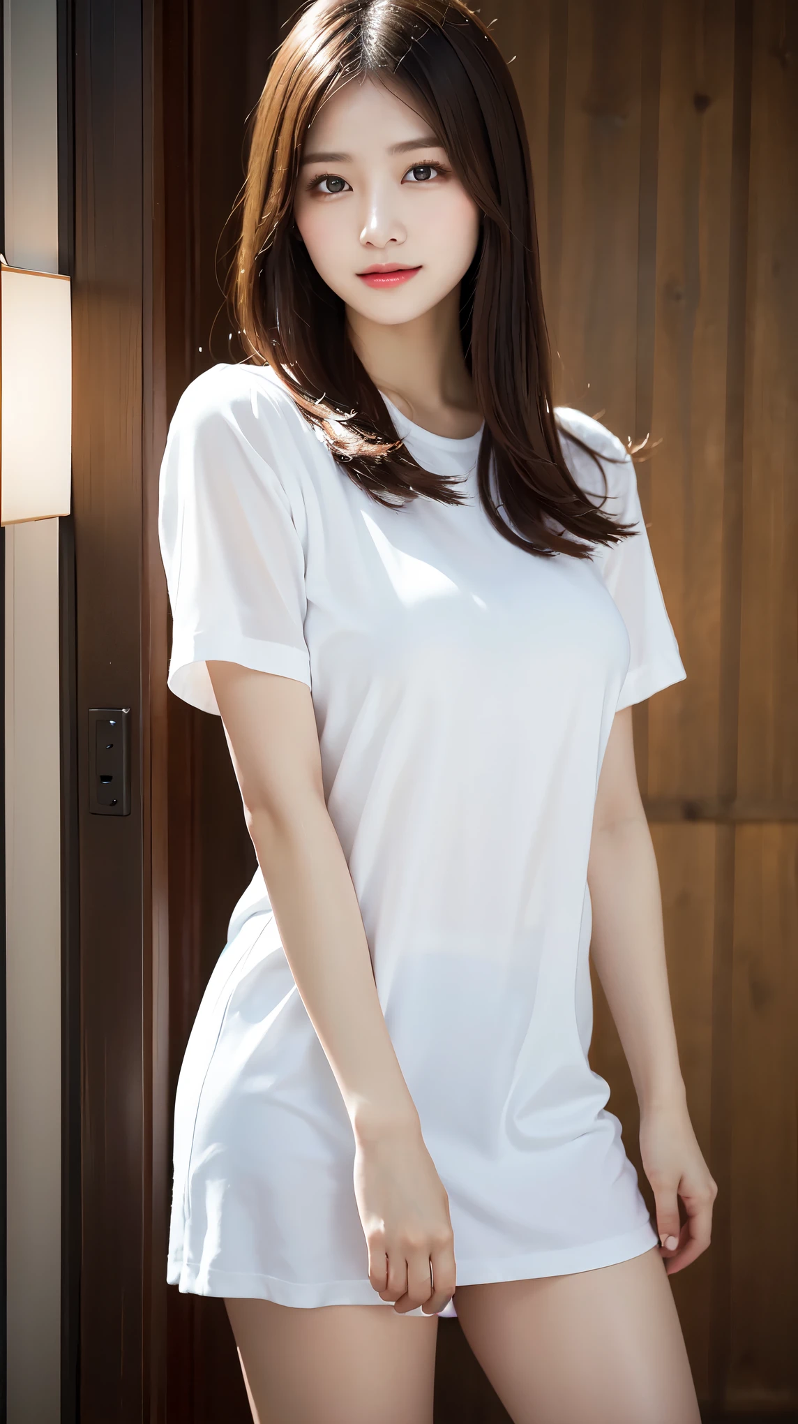 White Shirt、full body shot、Complex and beautiful eyes、woman、womanらしい髪型、Natural color lip、Big Breasts、valley、bold and sexy pose、smile、Ocean、((18歳woman:1.2))、Young adorable Japanese face, Official Art,Highly detailed CG Unity 8k wallpaper,(masterpiece:1.0),(highest quality:1.0), 超A high resolution,4k,Very detailed, photo shoot, 8K, nffsw, High resolution, Kodak Portrait 400, Film Grain, Lens Flare Glow,高いest quality,8K,nffsw:1.2),Portrait Shot,8K、View Viewer