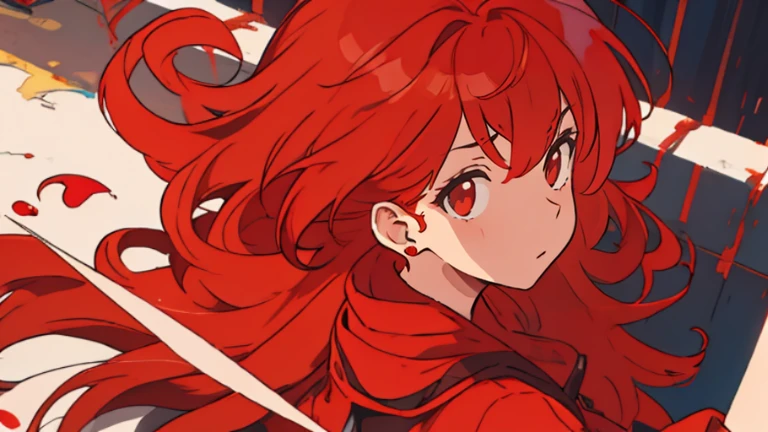 Red hair woman bar one person An illustration