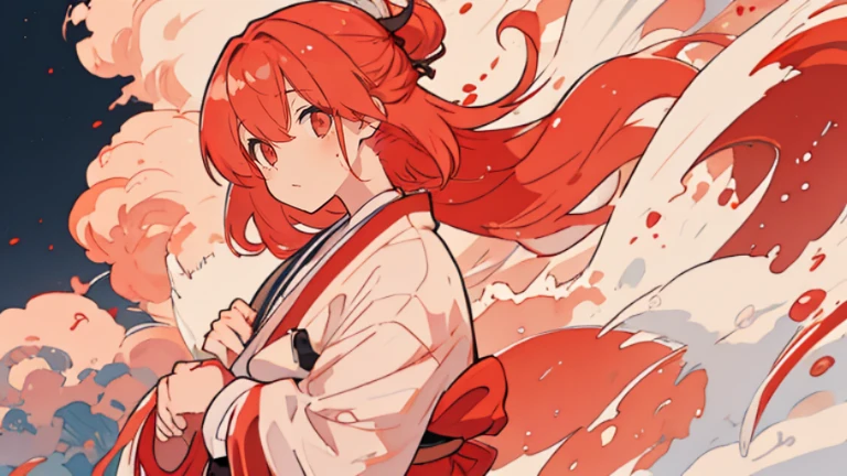 light red hair One woman sake An illustration
