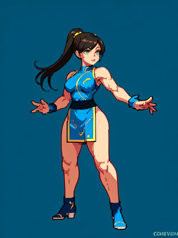 (masterpiece, top quality, best quality), pixel,pixel art,1women, chun li,street fighter,full body,