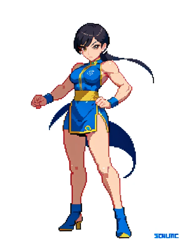 (masterpiece, top quality, best quality), pixel,pixel art,1women, chun li,street fighter,full body,