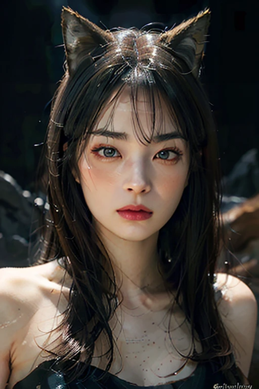 Rough Craft'S Worldから来た女性のエイリアン, highly detailed artistic photography, midnight aura, Night Sky, Detailed gorgeous face, dream-like, Shine, Backlit, Glamour, Sparkling, (very detailed face and eyes:1.2), (High resolutionの光る赤い目:1.4), Perfect Anatomy, (A beautiful, toned body:1.5), (Moisturized Skin:1.2), No makeup, (fox:1.4),(Thick eyebrows:1.2), Long canines. Smooth, extRa High resolution, 8K, Unreal Engine 5, Ultra-sharp focus, Art by Alberto Seveso, The buds of art, Barbaric, SF, Complex芸術作品の傑作, evil, Matte Movie Poster with Image, Golden Ratio, Trending on CGsociety, Complex, wonderful, ArtStation Trends, author: The buds of art, H. R. Giger and Beksinski, very detailed, Rough Craft'S World, Cthulhu, vibration, Draw a movie character, Ultra high quality model, Cinematic Quality, Detail up, (Complex details:1.2), High resolution, High resolution, draw faithfully, (Thick eyebrows:1.2), (Big scarlet eyes:1.3)