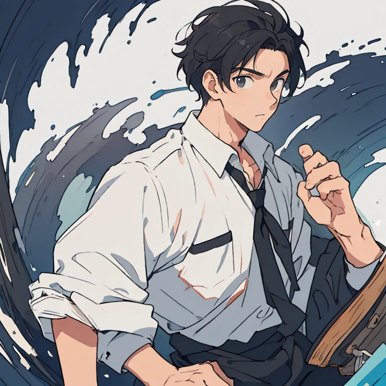 Young Man Black Hair 1 person An illustration