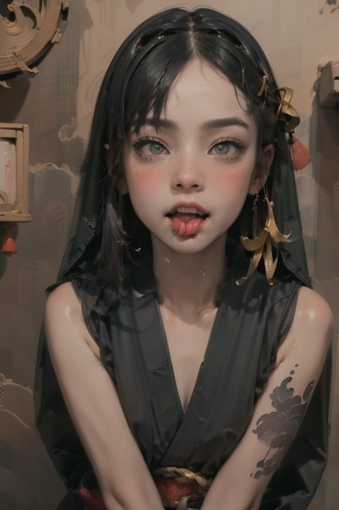 (nsfw),((Naked festival)), (masterpiece: 1.2, highest quality), Tan Skin、((Open your mouth and take a big dick and suck it))、((Flat Chest))、Side close-up、Close up of 18 year old woman、Angle from above、There is a lot of white slime on my face、look at the camera with a sad face、Drooling、Watery eye ((nsfw)),(masterpiece), (High resolution), (Very delicate), (masterpiece: 1.2, highest quality),Sitting with legs out in front,Leopard costume