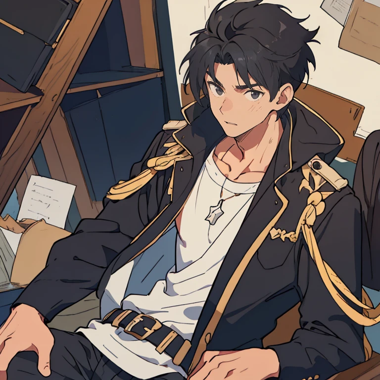 Young Man Black Hair 1 person Illustration from the chest up