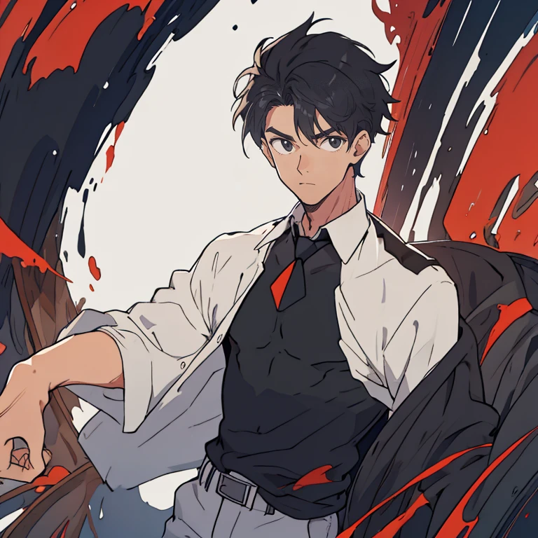 Young Man Black Hair 1 person Illustration from the chest up