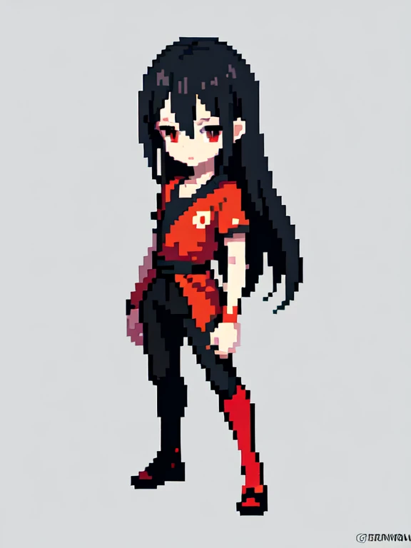 (masterpiece, top quality, best quality), pixel,pixel art,1man,itachi uchiha,black and red clothes,full body, 
 