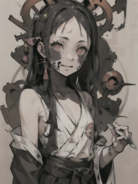 1girl, solo, masterpiece, best quality, shallistera, portrait,vvi\(face\), looking at viewer, simple background, floating hair, paint splatter on face, paint splatter, <lora:Vivid_Impactful_Style_1-0:1>,<lora:shallistera:0.75>,