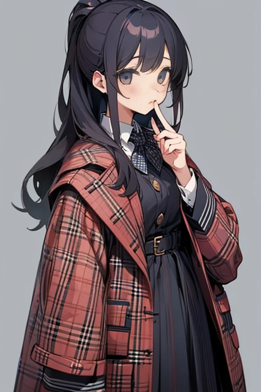 Checkered coat、cute、woman、Simple clothing、