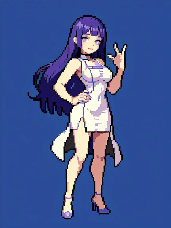 (masterpiece, top quality, best quality), pixel,pixel art,1girl,long purple hair,big chest,hinata hyuga,purple,dress clothes,full body, 
 