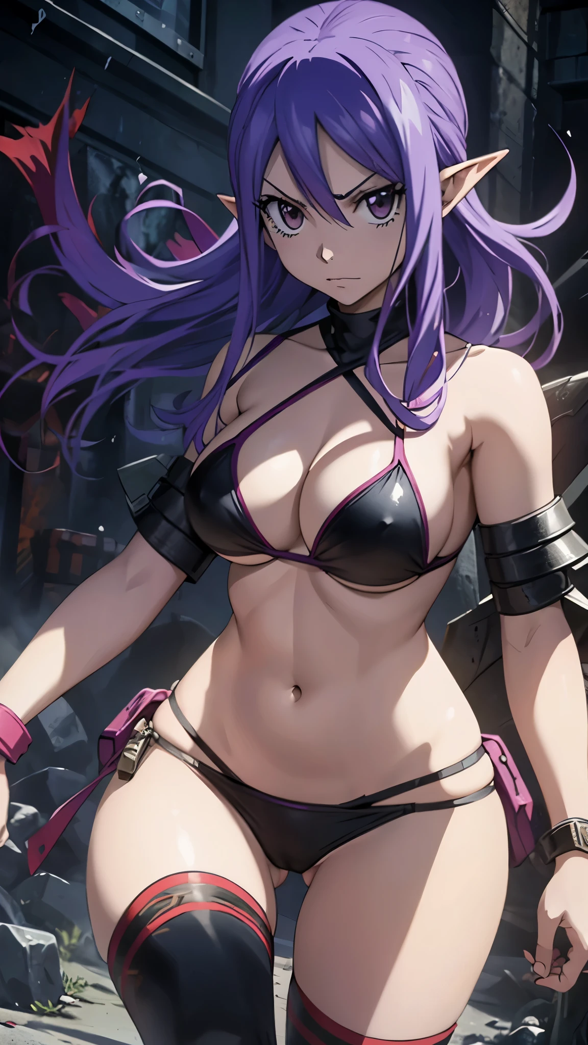 (aesthetic:1.2),pixel art,violent,elf girl(Lucy from Fairy Tail. 19years),evil smile,fantasy,low-key lighting,gritty,expressionistic,rough texture,saturated colors,dark atmosphere,explicit,raw intensity,sexual tension,rough strokes,intense emotions,harsh shadows,provocative,erotic(bikini armor),passionate,aggressive,contrasting colors,dynamic composition,visible brushstrokes,high contrast,bold lines,expressive poses,high energy brushwork,vivid details,dramatic lighting,seamless blending,unapologetic,innuendos,impactful,uncensored,striking imagery,suggestive,nsfw