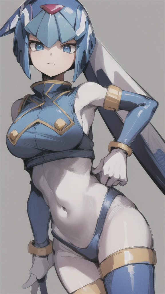 Leviathan_megamanz, 1girl, Looking at viewer, simple background, Blue hair, ,blue eyes, Dressed as a maid
