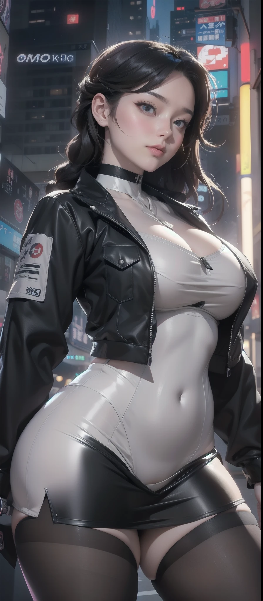 a cartoon picture of a woman in a uniform in a city, best anime 4k konachan wallpaper, digital cyberpunk anime art, anime style 4 k, 4k anime wallpaper, thicc, trending on cgstation, 4 k manga wallpaper, oppai cyberpunk, ilya kuvshinov. 4 k, detailed digital anime art, digital anime art