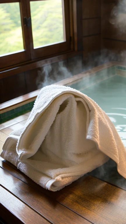 hot spring、highest quality、steam、towel