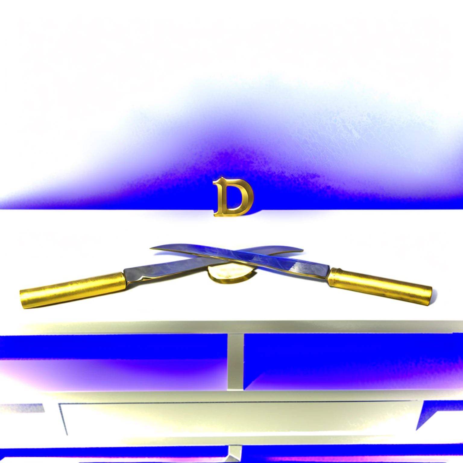 Golden letter d, 2 daggers with golden handles