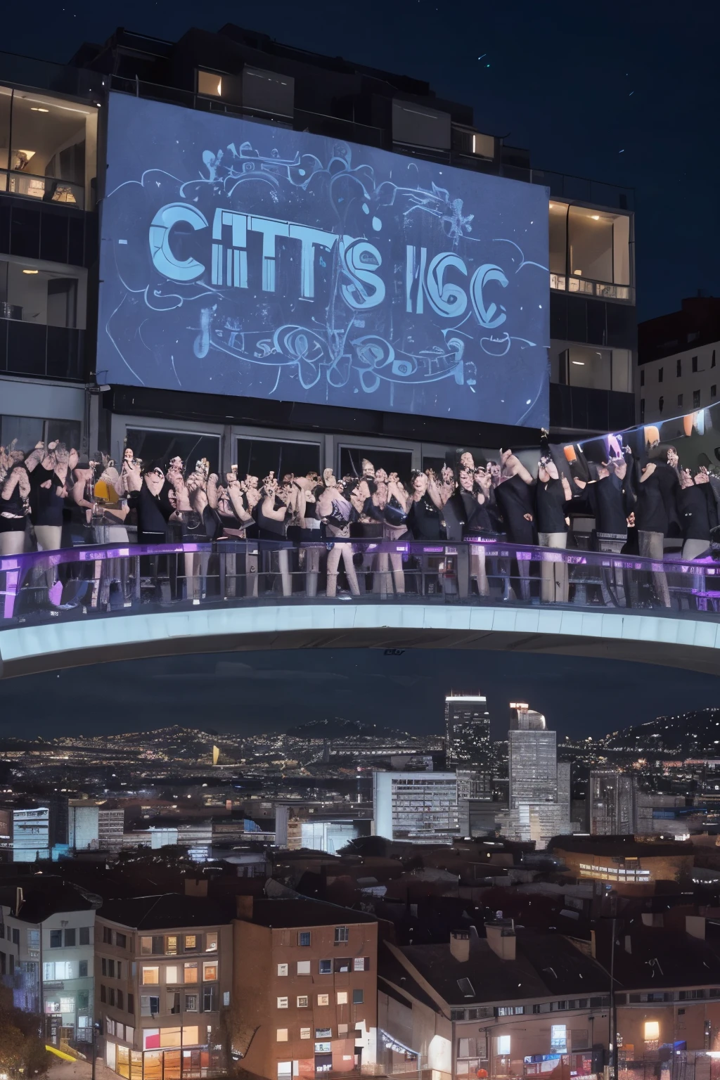 a city having a music party