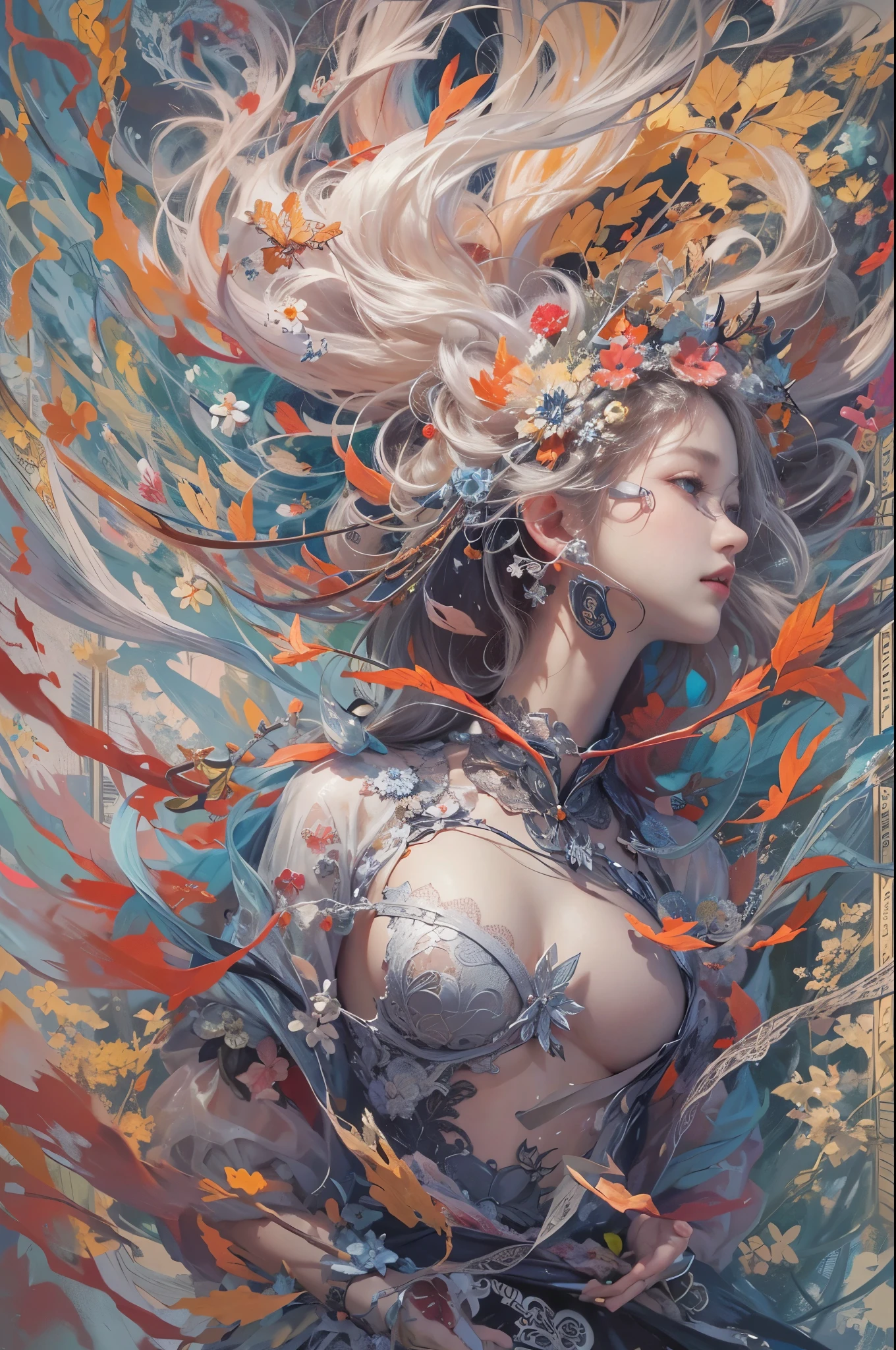 official art, unity 8k wallpaper,Lace ， ultra detailed, beautiful and aesthetic, masterpiece, best quality, (zentangle, mandala, tangle, entangle), (fractal art:1.3) , 1girl, extremely detailed, dynamic angle, cowboyshot, the most beautiful form of chaos, elegant, a brutalist designed, vivid colours, romanticism, by james jean, roby dwi antono, ross tran, francis bacon, michal mraz, adrian ghenie, petra cortright, gerhard richter, takato yamamoto, ashley wood, atmospheric, ecstasyical notes, streaming musical notes visible