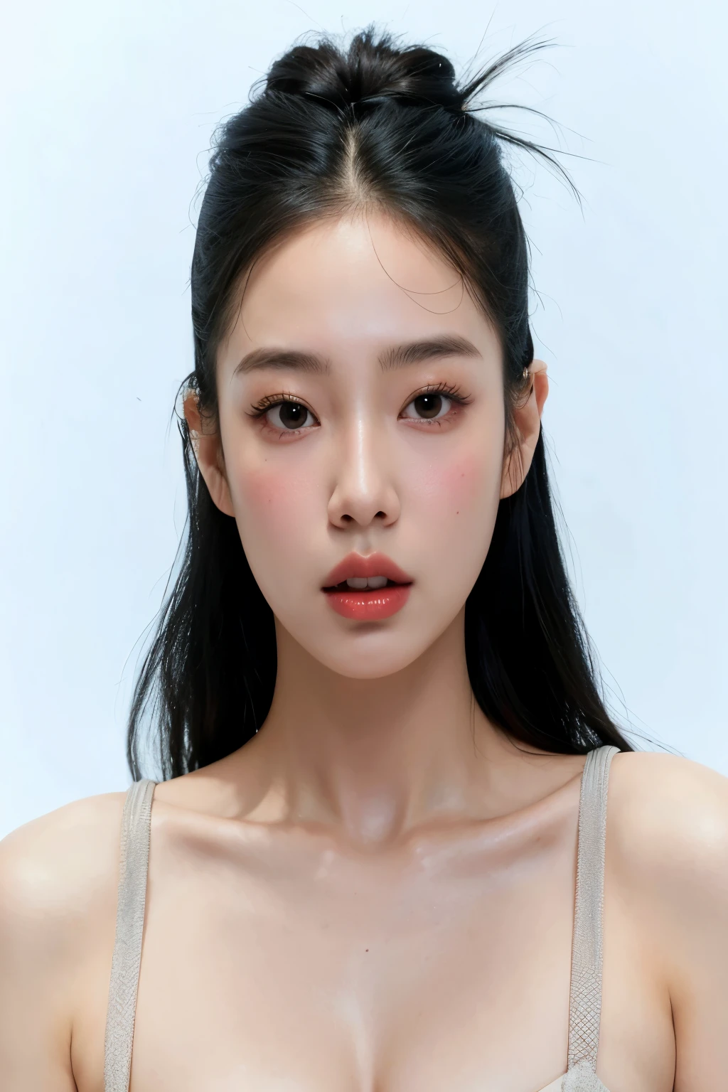 una mujer con un pecho muy grande, Jennie rosa negra, joven y adorable rostro coreano, hermosa mujer surcoreana, Southeast Asian with round face, vestida de wanda maximoff de marvel traje de superheroina burdeo