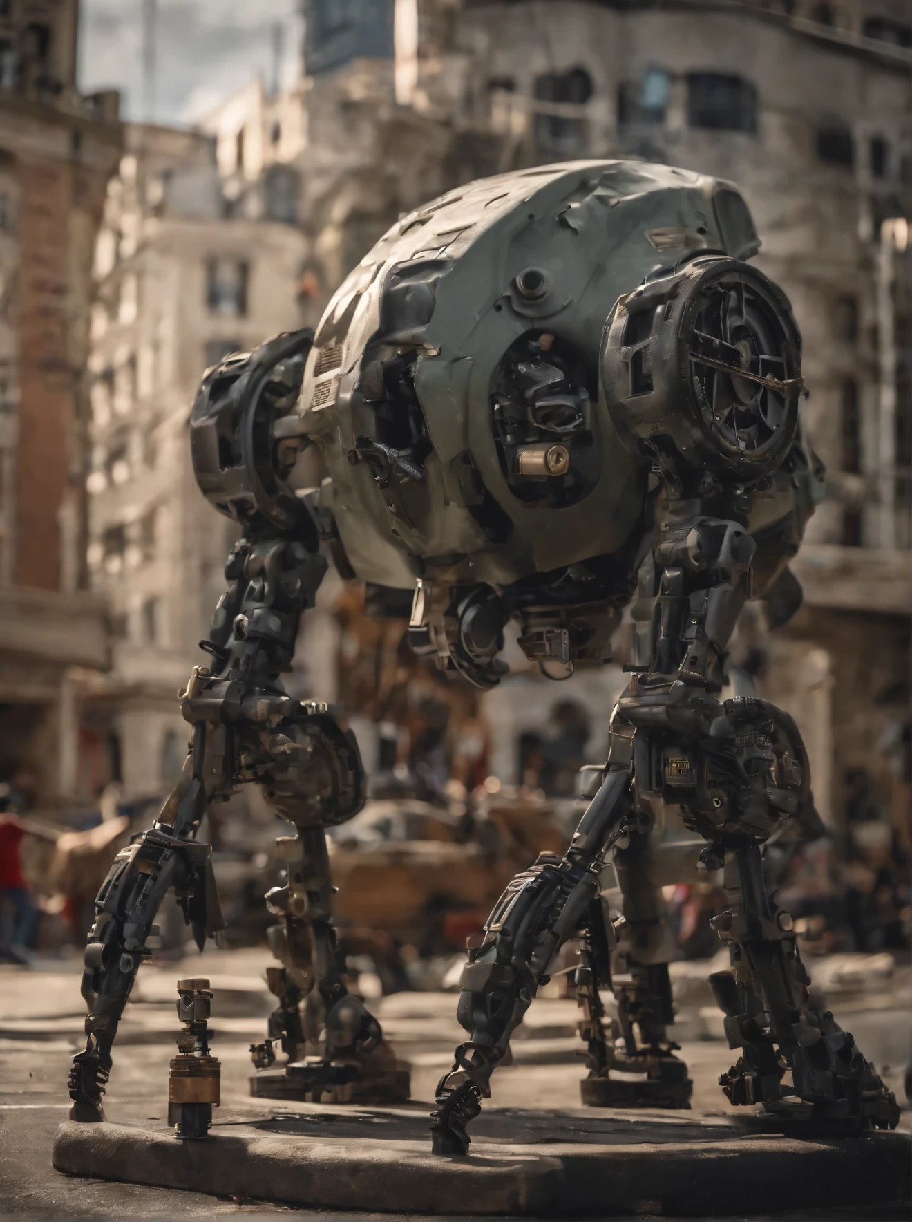 Multi-legged tank、(Very long legs)、((8Benzu))、Shaped like a tarantula、Appleseed、Shirou Masamune、Crossing Buildings、Total height 50 meters、Fuchikoma, (Organic Design:1.4), background: Futuristic urban space, A hierarchical city、Concrete Jungle、(masterpiece), Sci-Fi Art